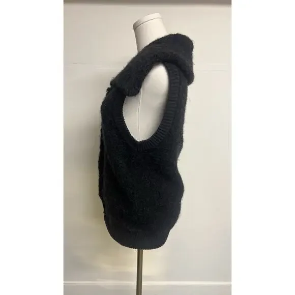 GAP Size Small Womens Vest Alpaca Wool Blend Gray Snap Buttons Ribbed Fuzzy - Picture 4 of 10